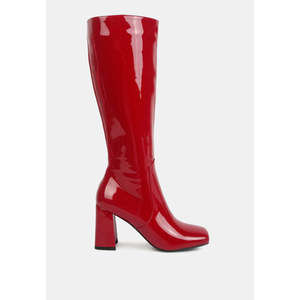 Hypnotize Patent Pu Block Heeled Calf Boots